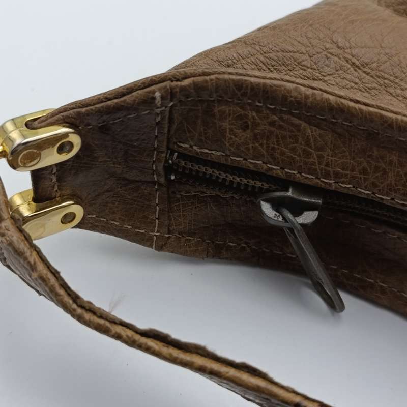 Corbeau "The Seal of quality" genuine leather Brown ostrich handbag