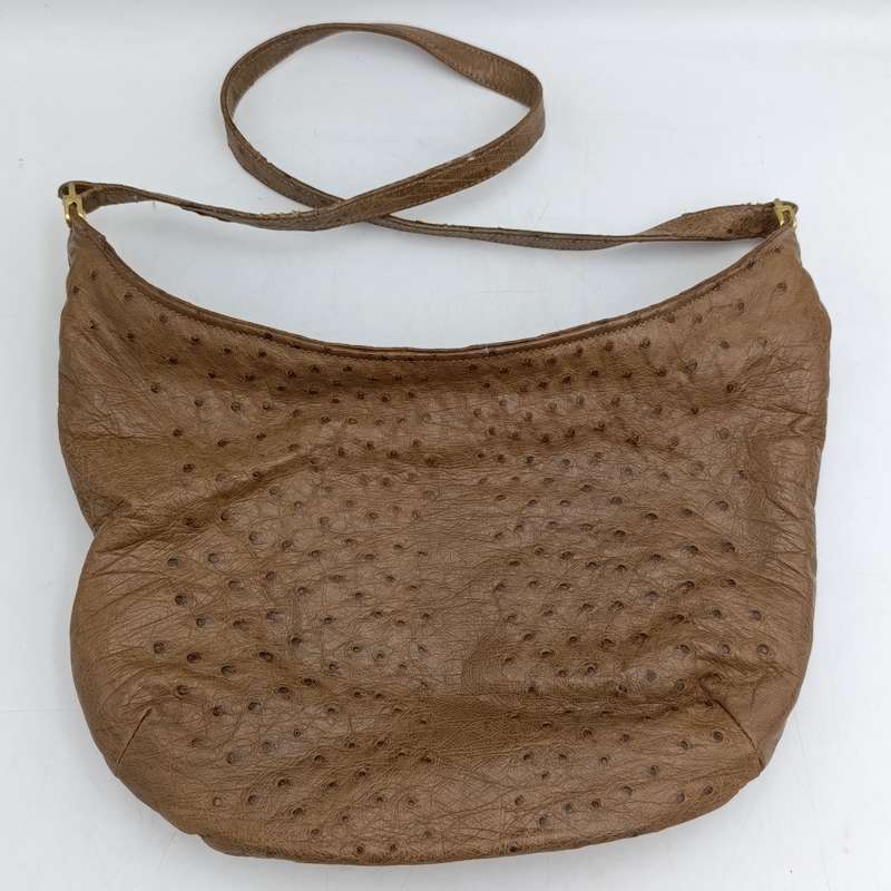 Corbeau "The Seal of quality" genuine leather Brown ostrich handbag