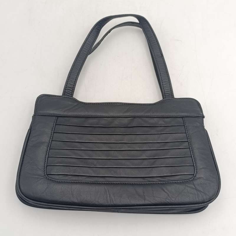 Genuine leather cameo black soft leather handbag