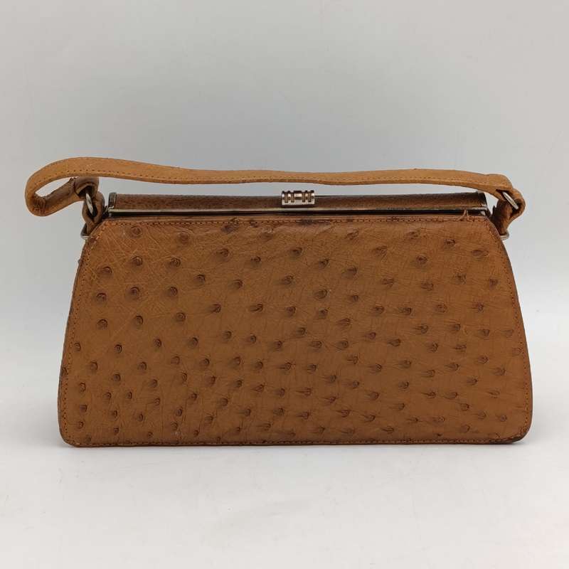 Carbeau ostrich leather handbag with purse good condition, some marks underneath colour tan
