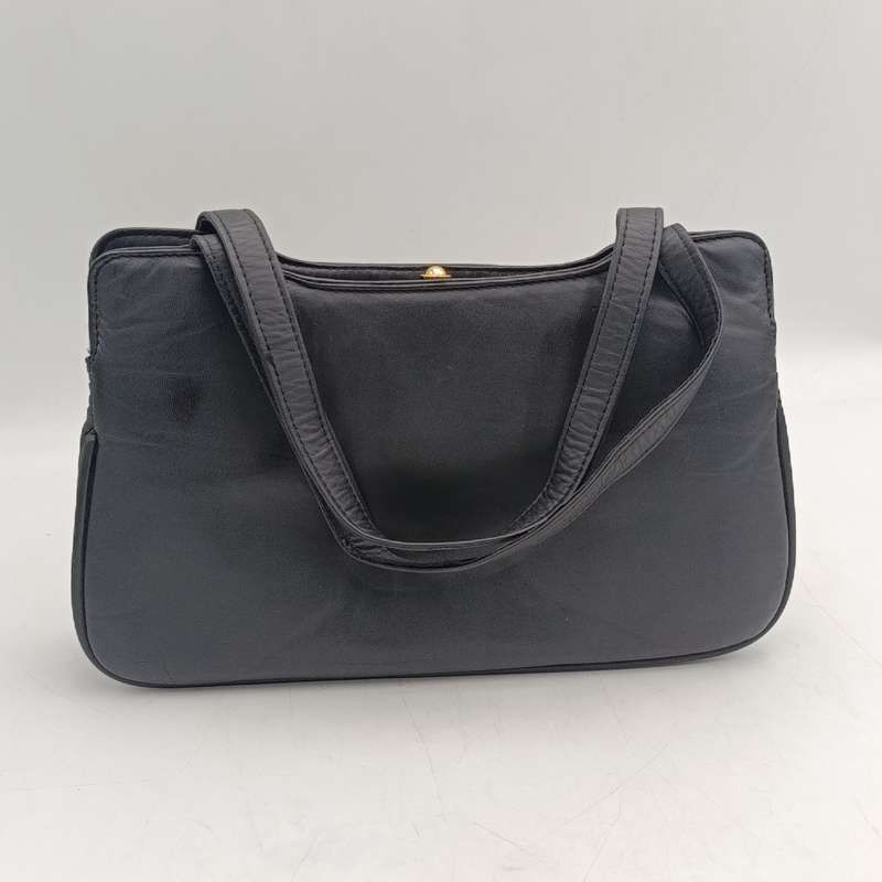 Genuine leather cameo black soft leather handbag