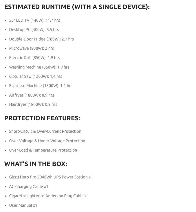 Gizzu Hero Pro 2048Wh UPS Power Station
