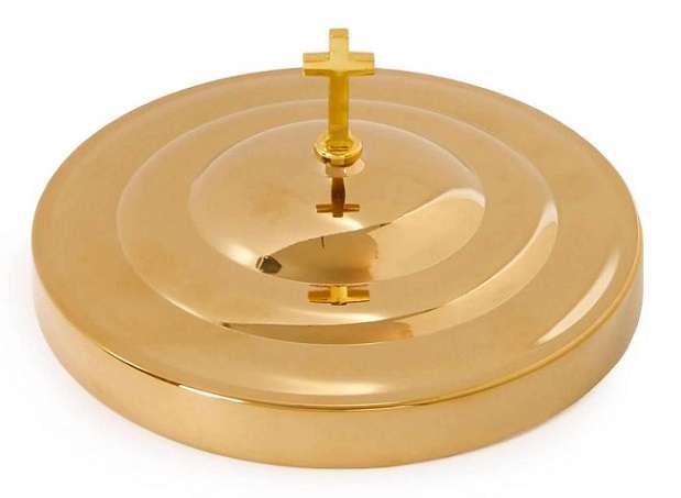Holy Communion Tray Cover For Round Brass Polished Stainless Steel Tray With Cross-Shaped Handle