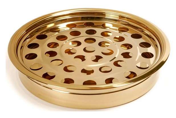 Holy Communion Tray Round Brass-polished 40-hole Stainless-steel Tray