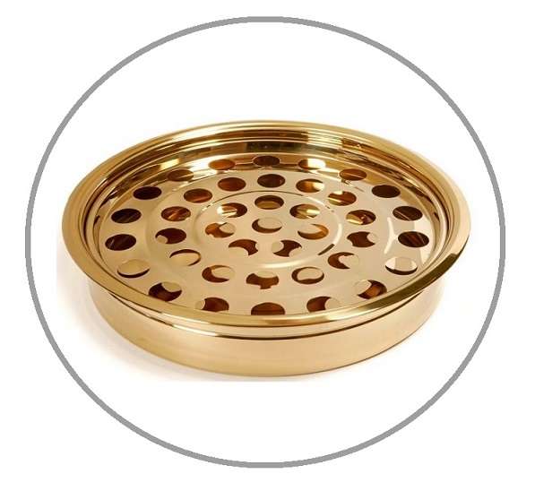 Holy Communion Tray Round Brass-polished 40-hole Stainless-steel Tray