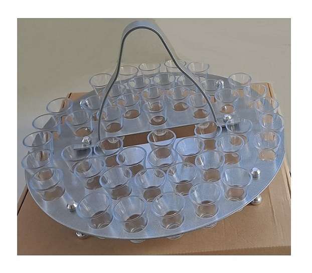 Holy Communion Tray Brushed Aluminium Stackable Communion Tray 48-hole with Cups