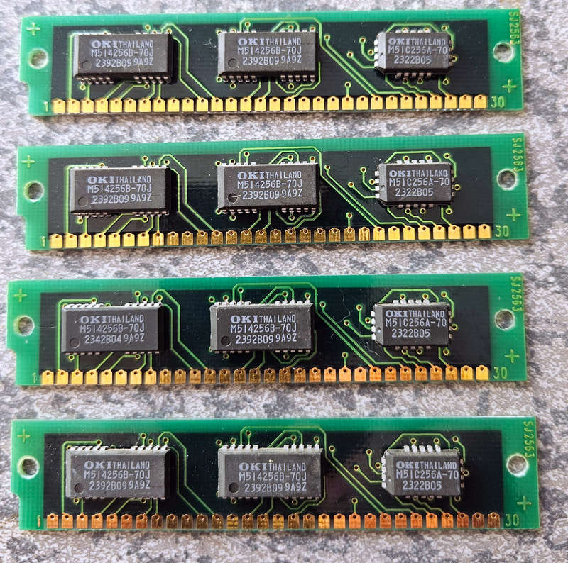 Oki 30 Pin SIMM matching set of four 256K