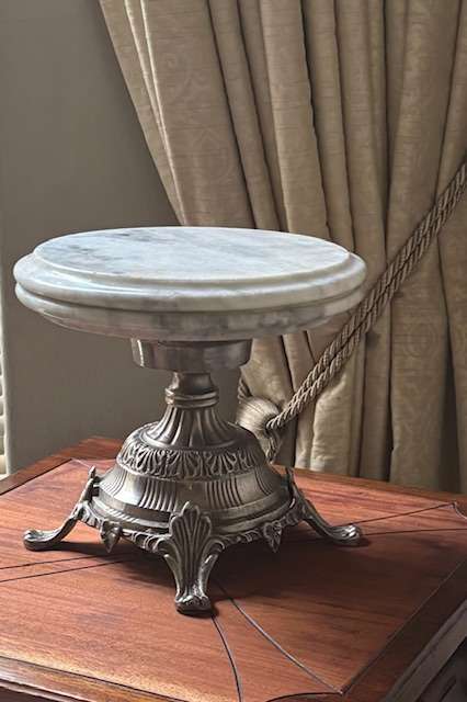 Pewter and Italian Cake Marble Stand