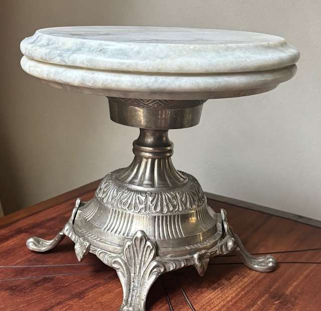 Pewter and Italian Cake Marble Stand