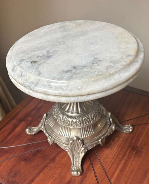 Pewter and Italian Cake Marble Stand