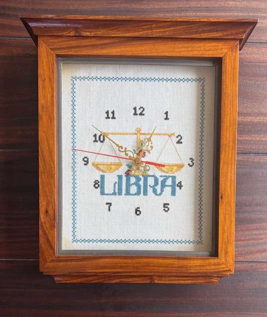 Libra Framed Tapestry Wall Clock 32x24cm