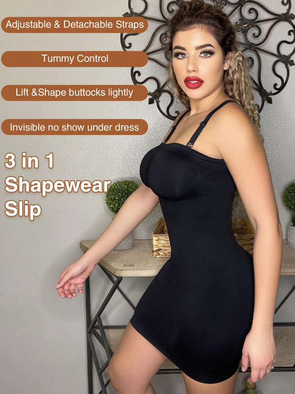 Detachable Straps Tummy Control Butt lift Shapewear Slips