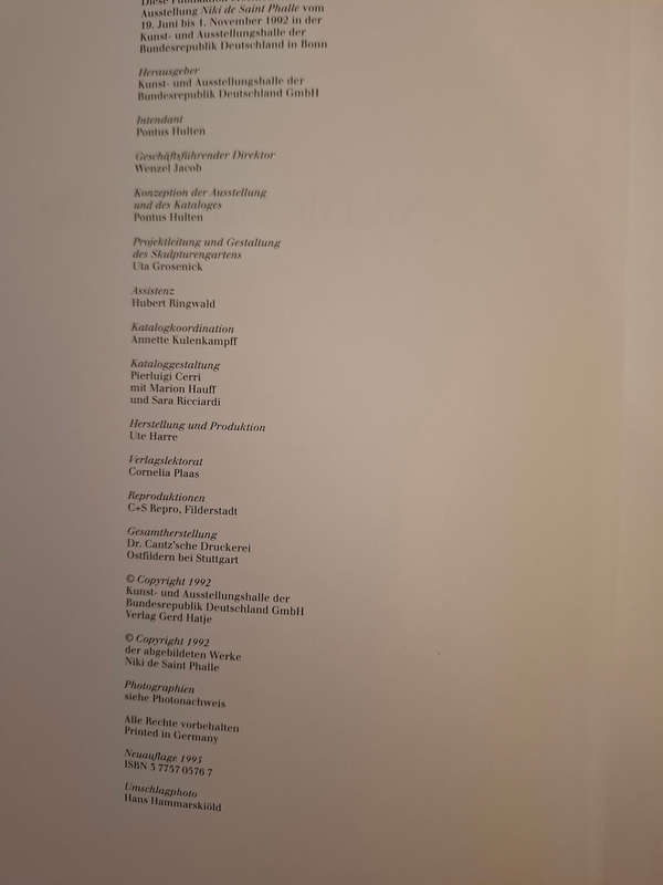 Niki de Saint Phalle. Sonderausgabe: Katalog zur Ausstellung in der Kunst- und Ausstellungshalle der
