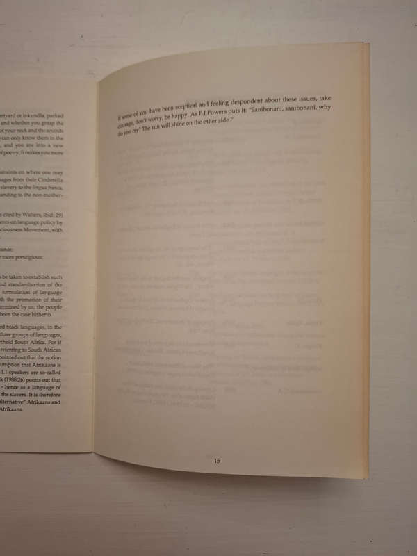 The Role of African Languages in a Post-Apartheid South Africa (P.T. Mtuze)