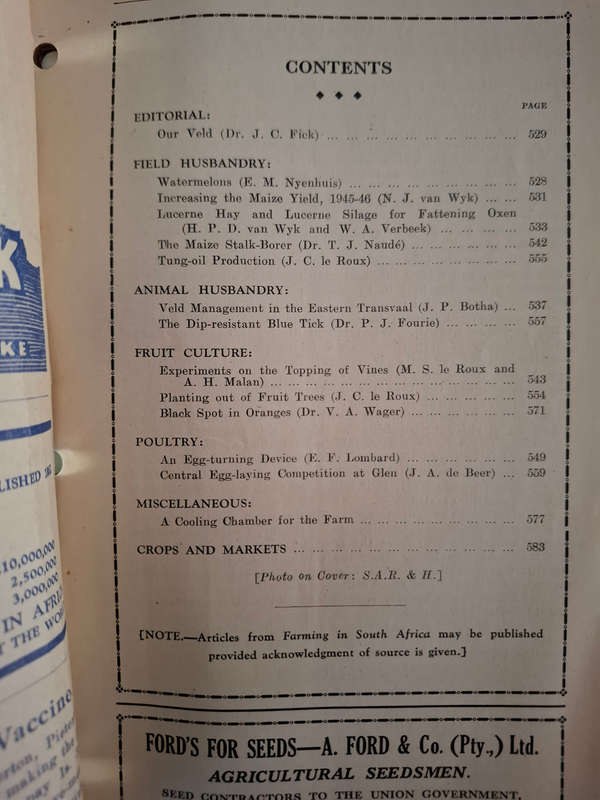 3 X Farming in South Africa, Vol. 20 1945