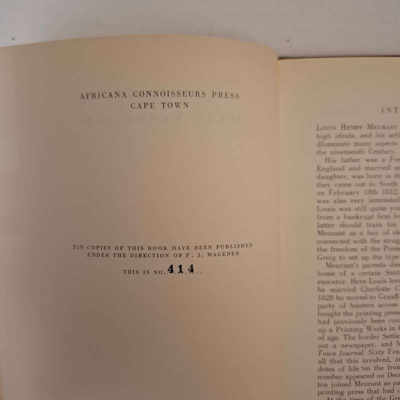 Sixty Years Ago, or, Reminiscences of the Struggle for the Freedom of the Press in South Africa and