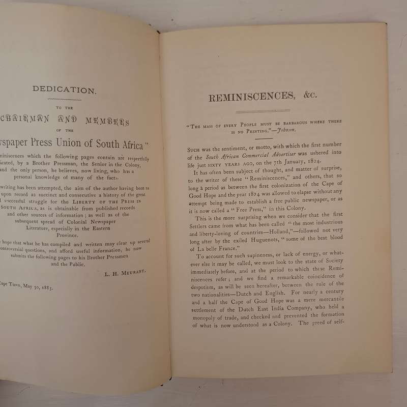 Sixty Years Ago, or, Reminiscences of the Struggle for the Freedom of the Press in South Africa and