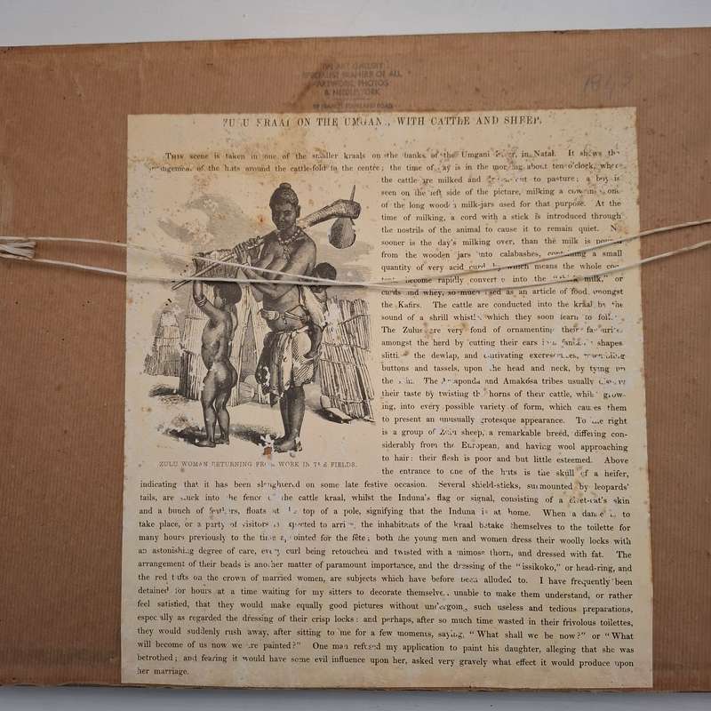 Zulu kraal on the Umgeni, with cattle and sheep  (George French Angus) Print