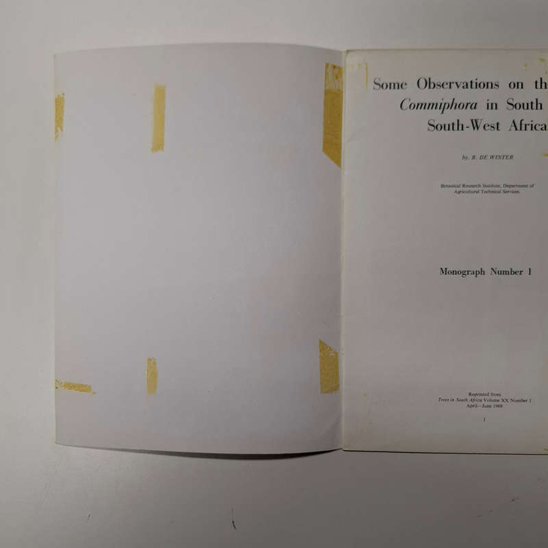 Some Observations on the Genus Commiphora in South and South-west Africa (B. De Winter)