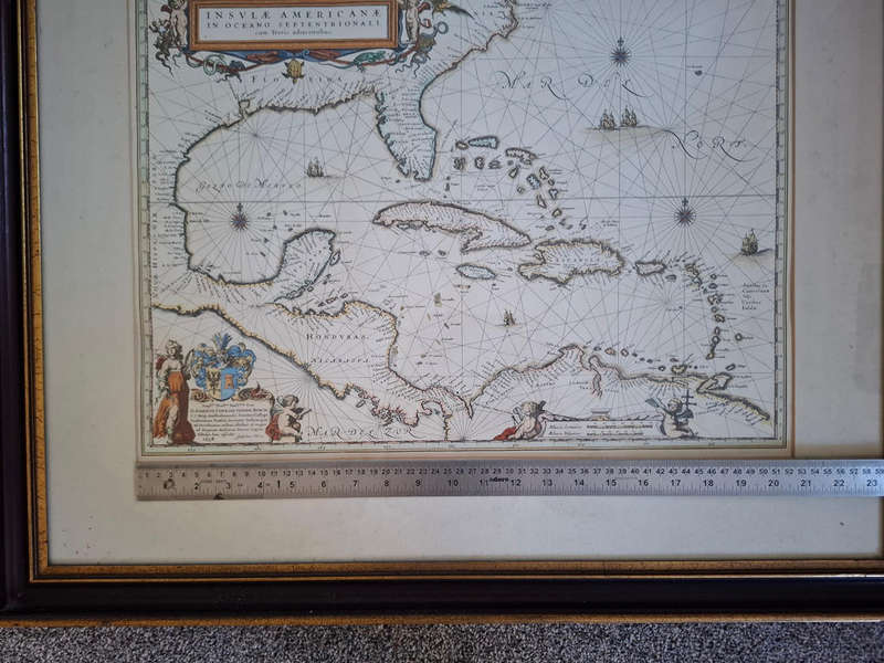 Insulae Americanae in Oceano Septentrionali, cum Terris Adiacentibus: Map of the West Indies Blaeu
