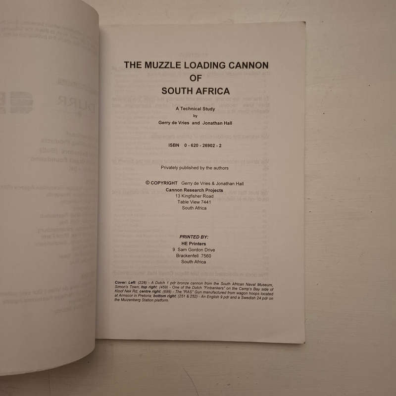The muzzle loading cannon of South Africa: A technical study (Gerry de Vries and Jonathan Hall)