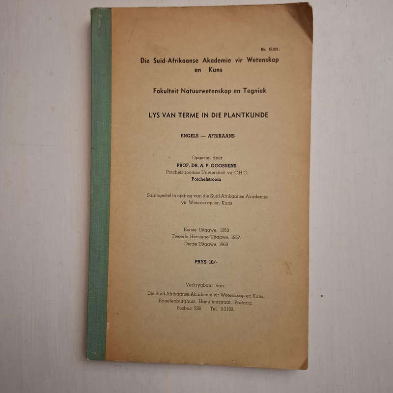 Lys van Terme in die Plantkunde (A.P. Goossens)