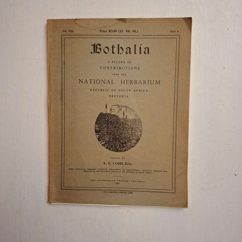 Bothalia: Vol VIII. Part 4. Cycads: A Record of Contributions from the National Herbarium