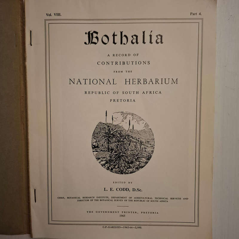 Bothalia: Vol VIII. Part 4. Cycads: A Record of Contributions from the National Herbarium