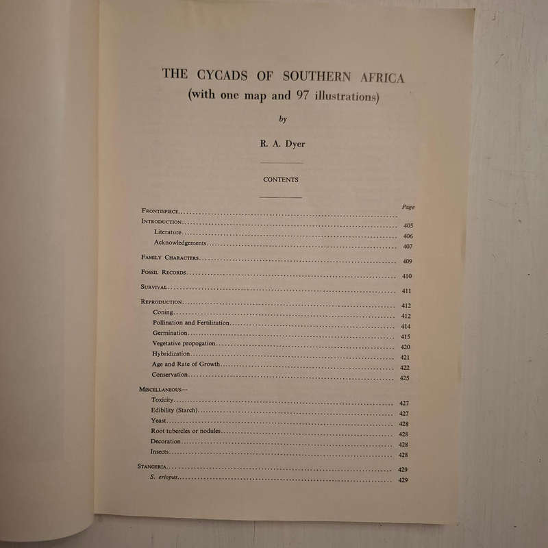 Bothalia: Vol VIII. Part 4. Cycads: A Record of Contributions from the National Herbarium