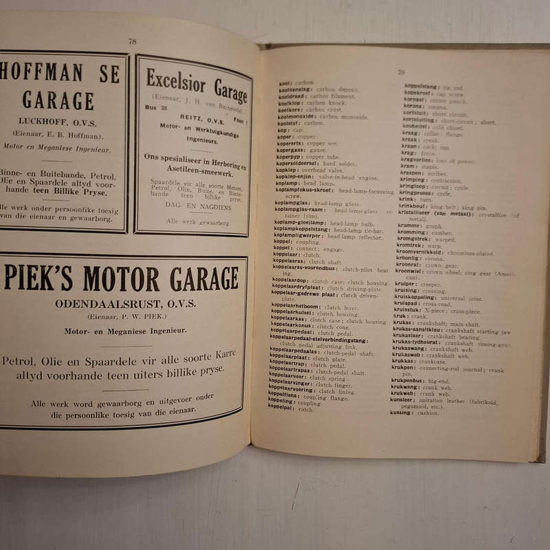 Suid-Afrikaanse Motorterme (Afrikaans - Engels en Engels - Afrikaans) en Motorhandboek