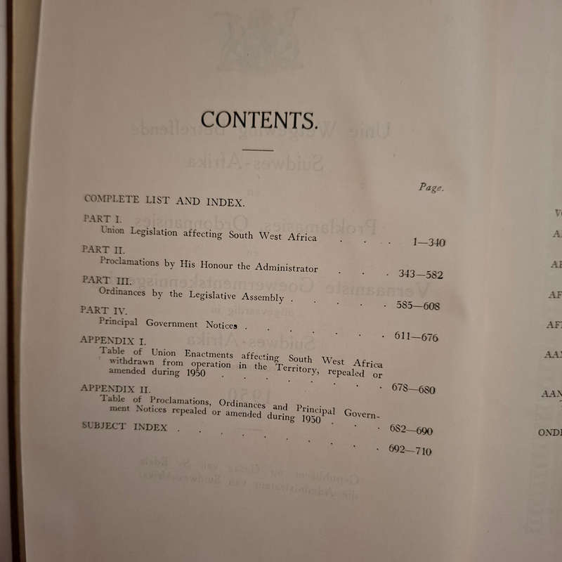 The Laws of South West Africa 1950 / Die Wette van Suidwes-Afrika 1950