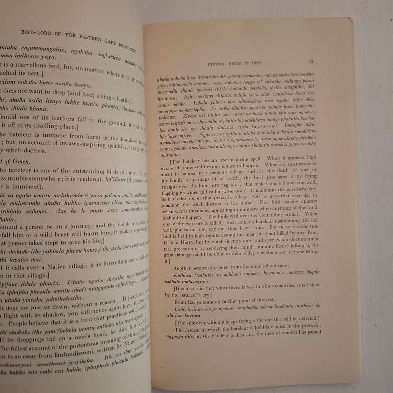 Bird-Lore of the Eastern Cape Province (Rev. Robert Godfrey) Bantu Studies, Monograph Series, No. 2