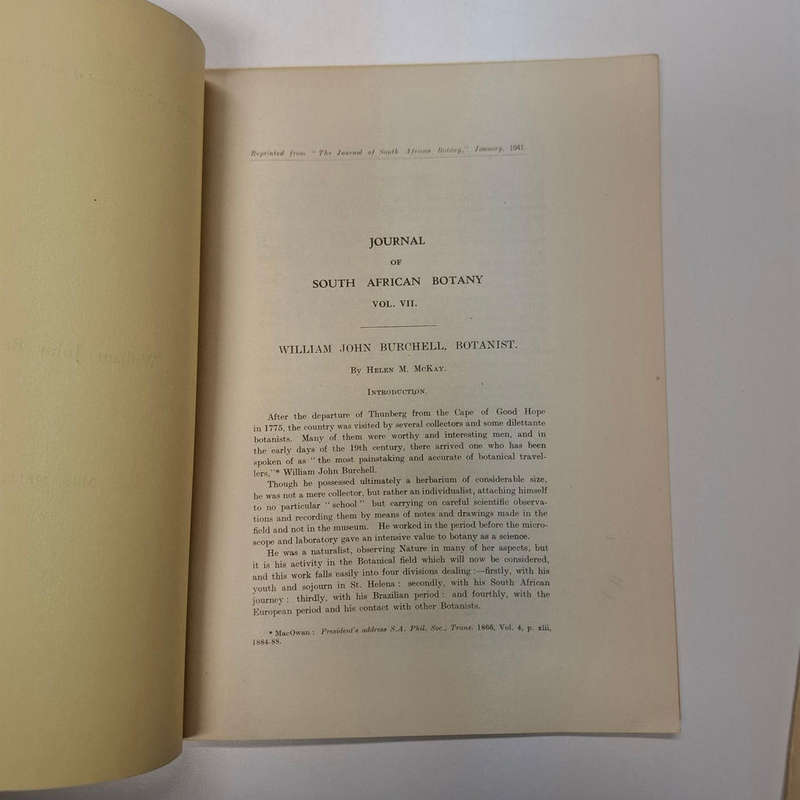 Selection of articles: William John Burchell by Mrs. Helen M. McKay originally published in The Jour