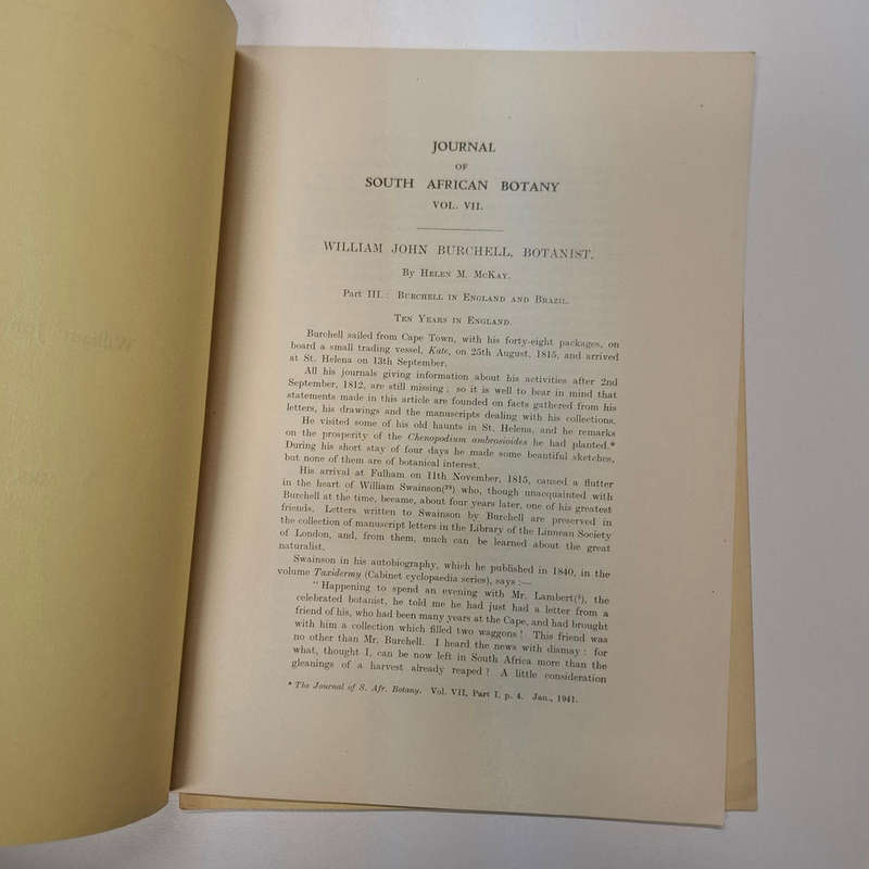 Selection of articles: William John Burchell by Mrs. Helen M. McKay originally published in The Jour