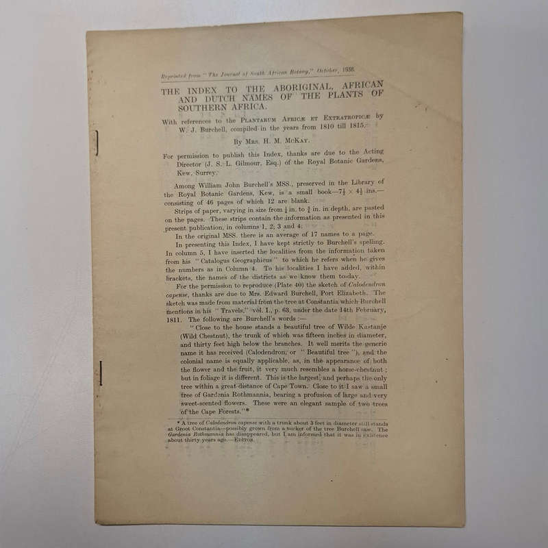 Selection of articles: William John Burchell by Mrs. Helen M. McKay originally published in The Jour