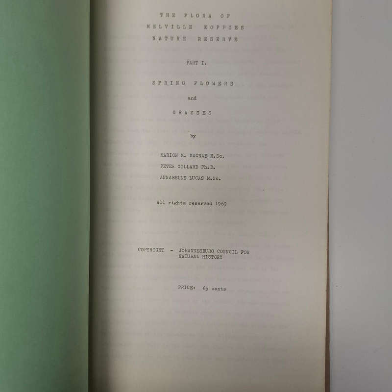 Flora of Melville Koppies Nature Reserve - 2 vols