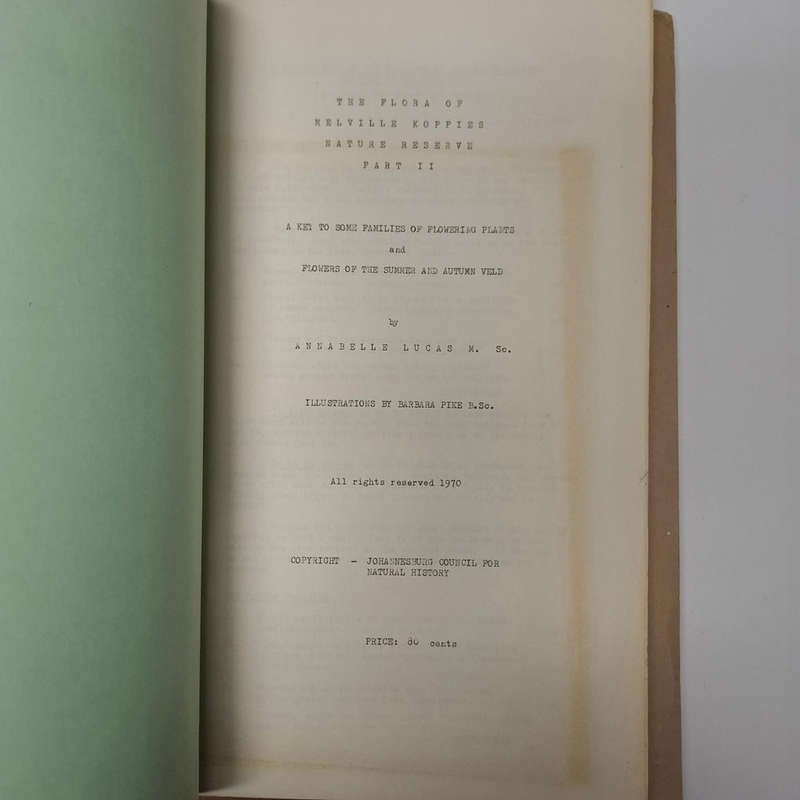 Flora of Melville Koppies Nature Reserve - 2 vols