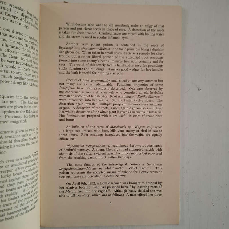 Some African Poison Plants and Medicines of Northern Rhodesia. The Occasional Papers of the Rhodes-L
