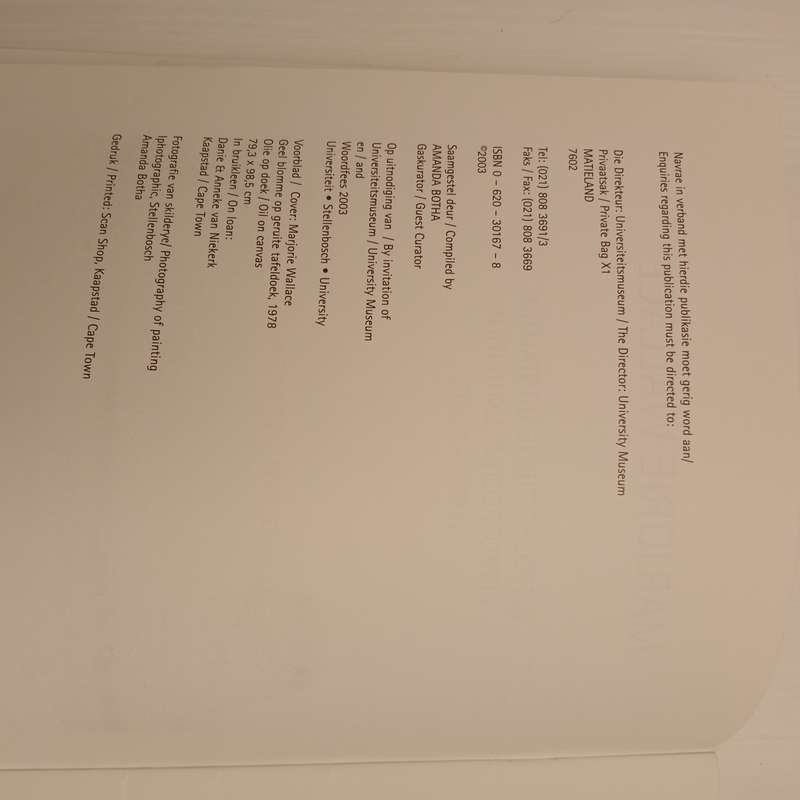 Marjorie Wallace Retrospektiewe Uitstalling / Retrospective Exhibition (1953-2003) Amanda Botha (com