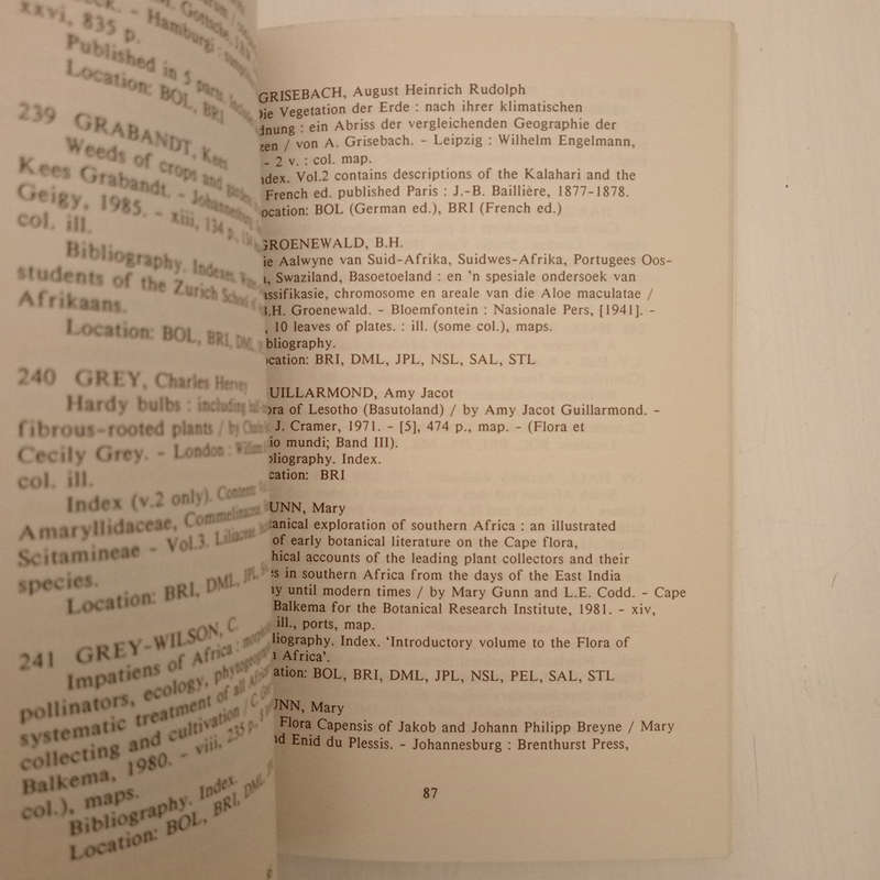 Southern African botanical literature, 1600-1988 (A. S. Kerkham)