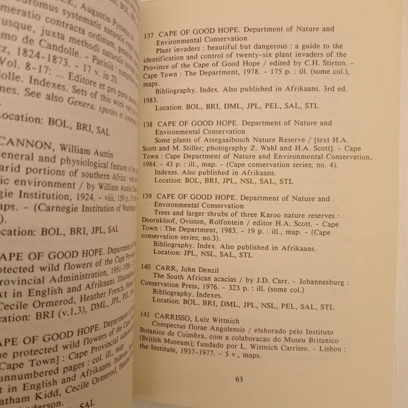 Southern African botanical literature, 1600-1988 (A. S. Kerkham)