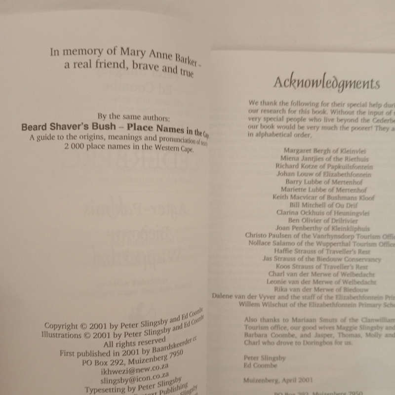 Beyond the Cederberg: Agter-Pakhuis, Biedouw and Wupperthal (Peter Slingsby and Ed Coombe)