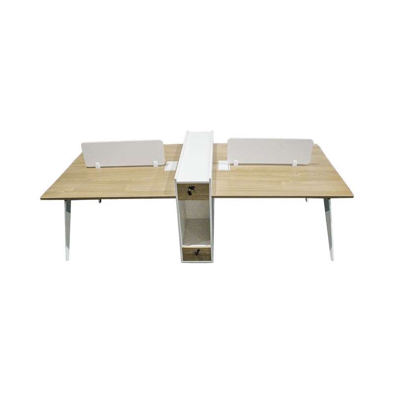 4 Seater Workstation - White or Oak Colour