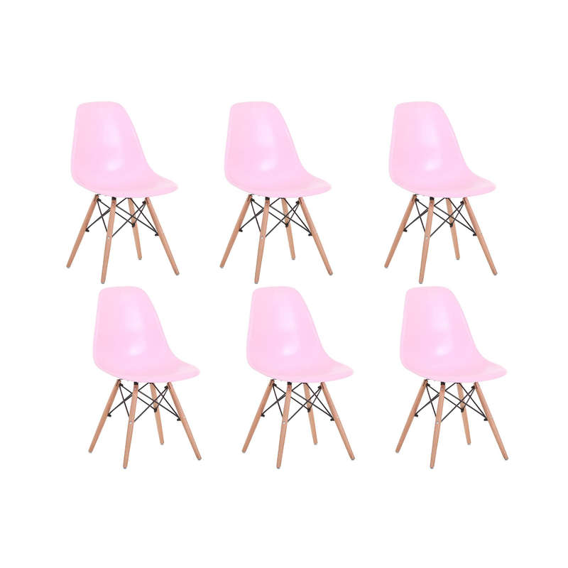 Luna wooden leg chair pink 6 pack