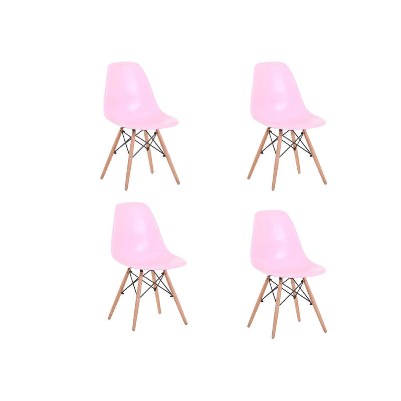 Luna wooden leg chair pink 4 pack