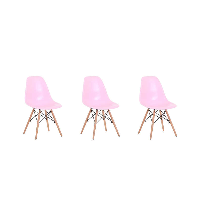 Luna wooden leg chair pink 3 pack