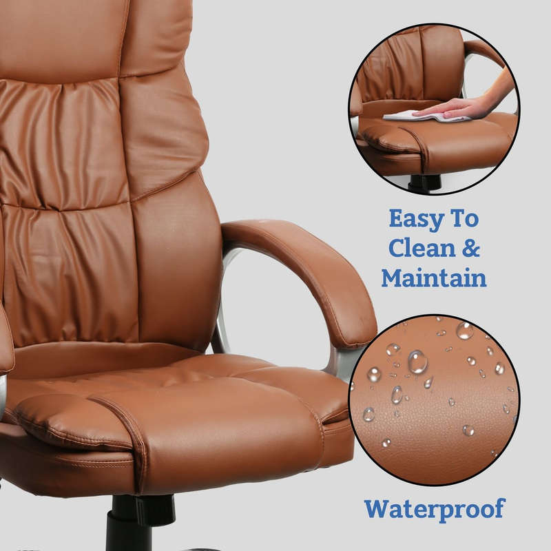 Office Chairs - Mid Back Executive PU Leather - Brown