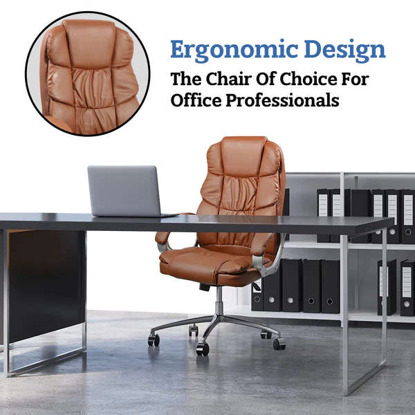 Office Chairs - Mid Back Executive PU Leather - Brown
