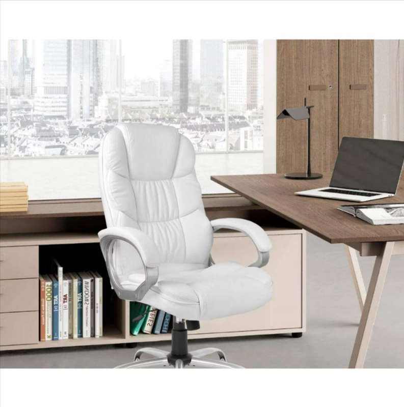 Mid Back Executive PU Leather - White