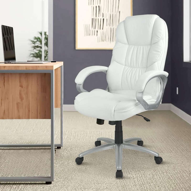 Mid Back Executive PU Leather - White